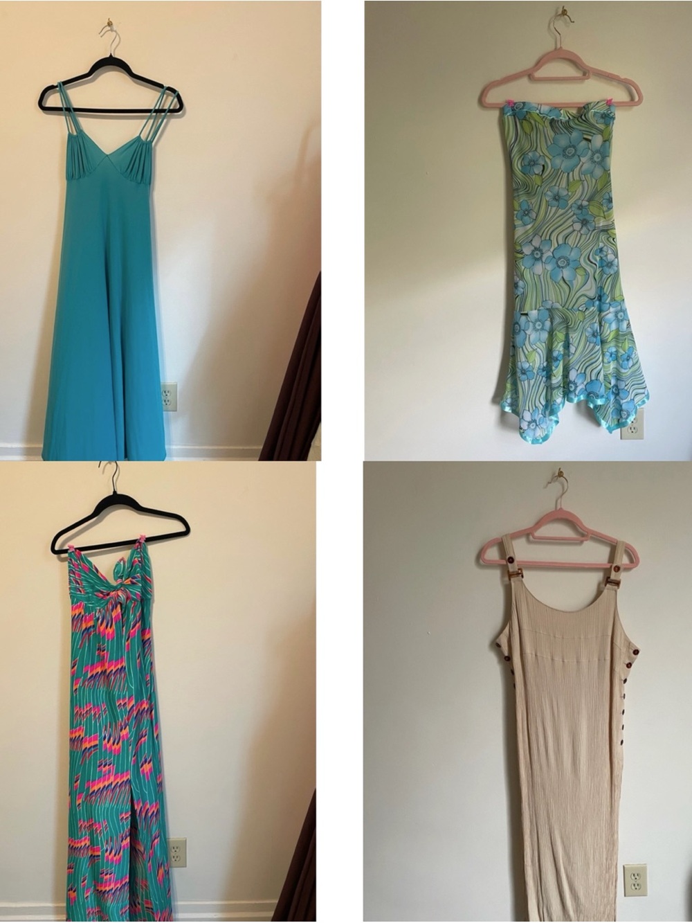 Lot of Four Women's Maxi Dresses - Teal, Floral, Patterned, Cream